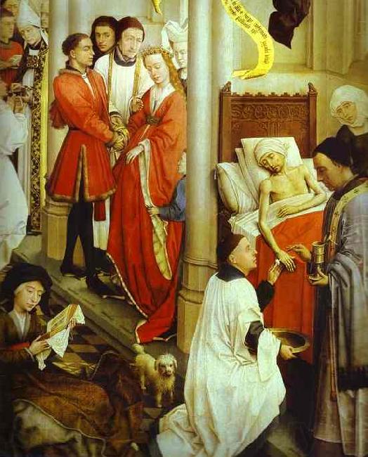Rogier van der Weyden Altarpiece.Ordination Spain oil painting art
